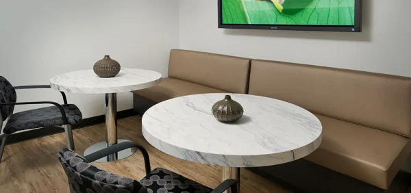 a table with a vase on it