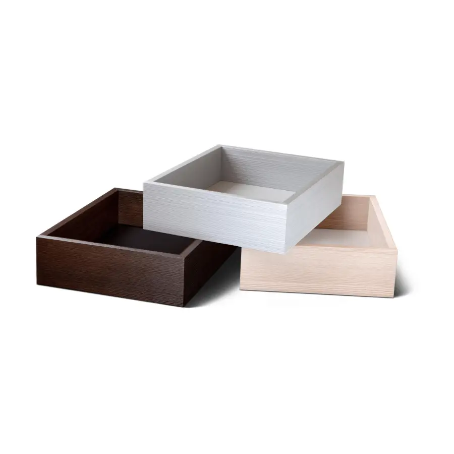 Three drawers in different colors